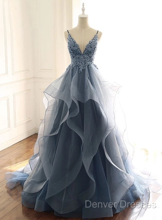 Tulle Long Prom Dress With Spaghetti Straps And Ruffled Floor Length Skirt Secondary image