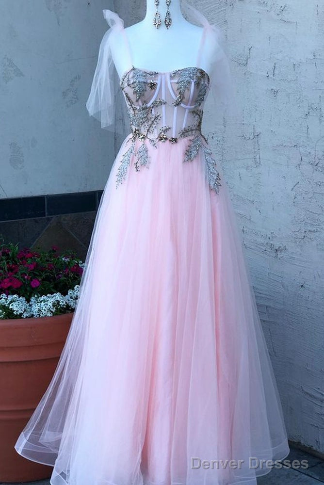 Tulle Long Prom Dresses With Beading,Formal Dresses,Dance Dress Main image