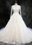 Tulle Long Sleeves Lace Sweep Train Wedding Dresses