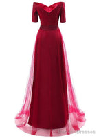 Tulle Off-The-Shoulder Evening Dresses With Pleats