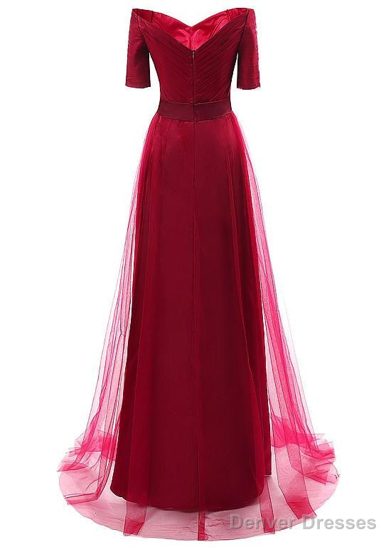 Tulle Off-The-Shoulder Evening Dresses With Pleats