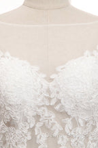 Tulle & Organza Bateau Mermaid Wedding Dress With Lace Appliques & Belt