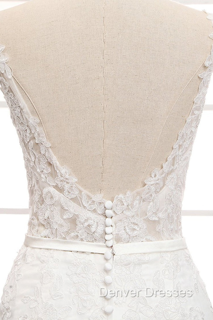 Tulle & Organza Bateau Mermaid Wedding Dress With Lace Appliques & Belt