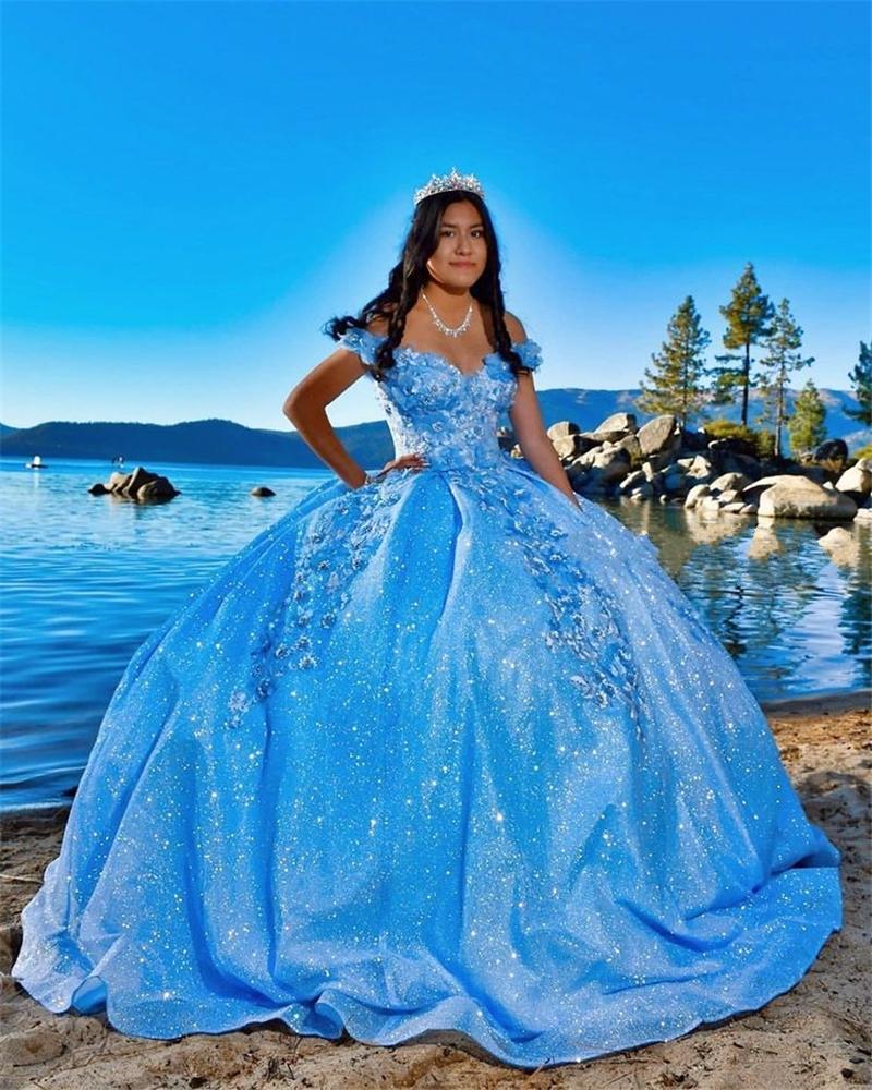 Tulle Princess Off Shoulder Long Formal Prom Dress, Long Strapless Pink Flower Appliqu¨¦S Evening Dress