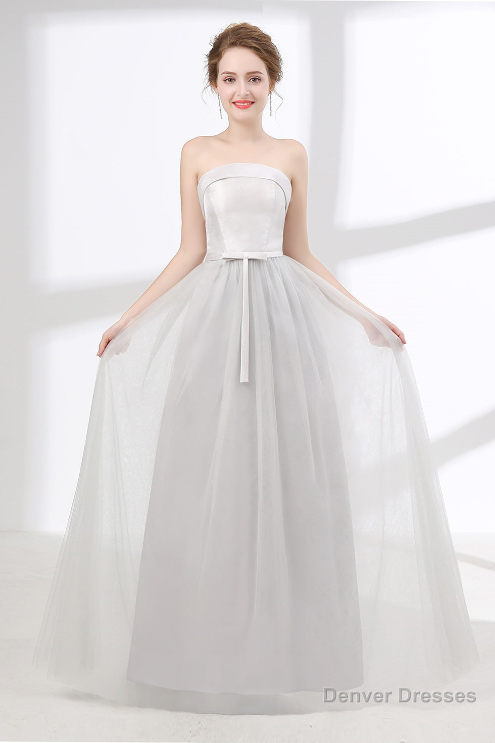Tulle & Satin Strapless Neckline A-line Bridesmaid Dresses With Bowknot Main image
