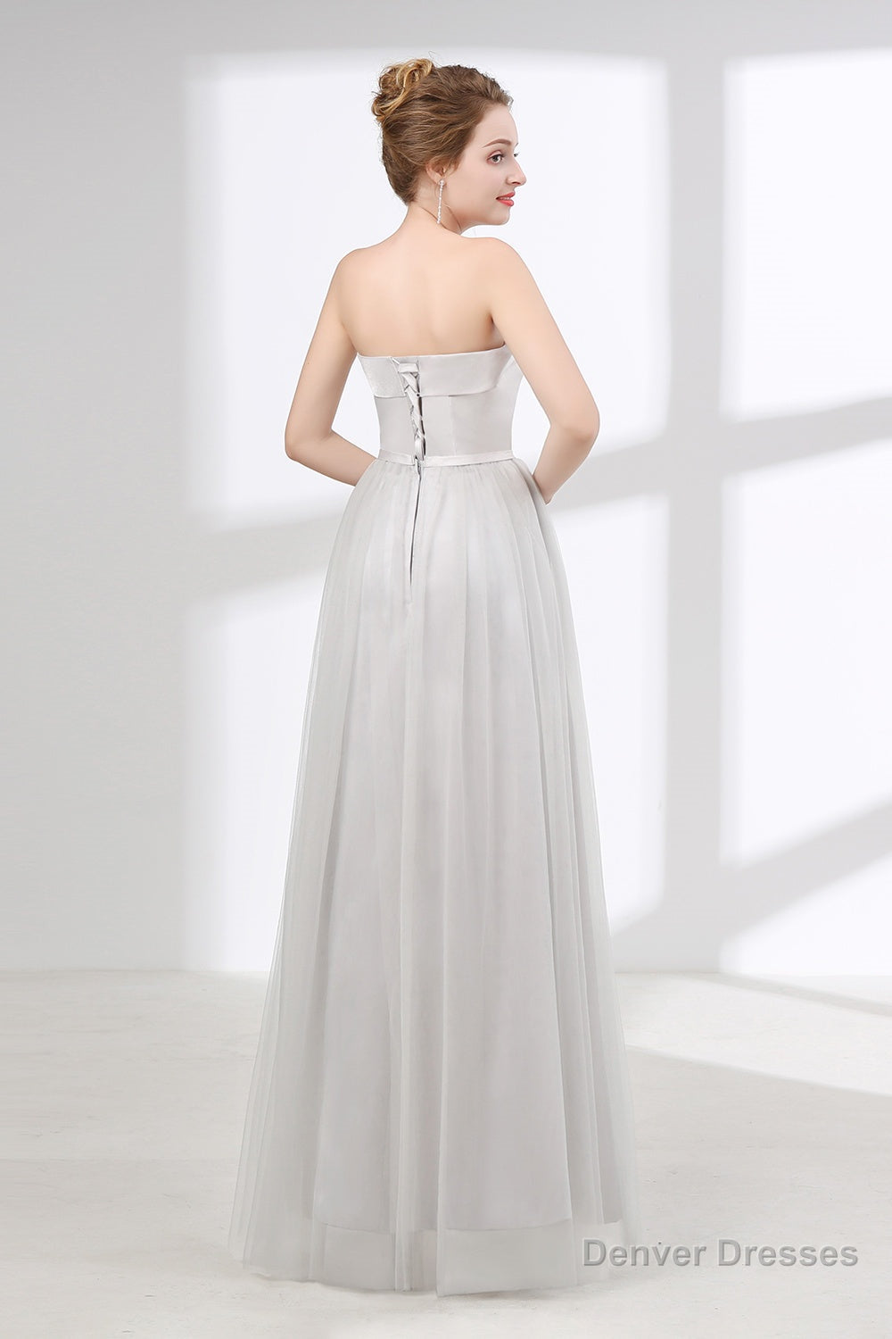 Tulle & Satin Strapless Neckline A-line Bridesmaid Dresses With Bowknot