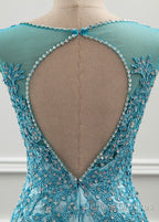 Tulle Scoop Mermaid Evening Dress With Beaded Lace Appliques