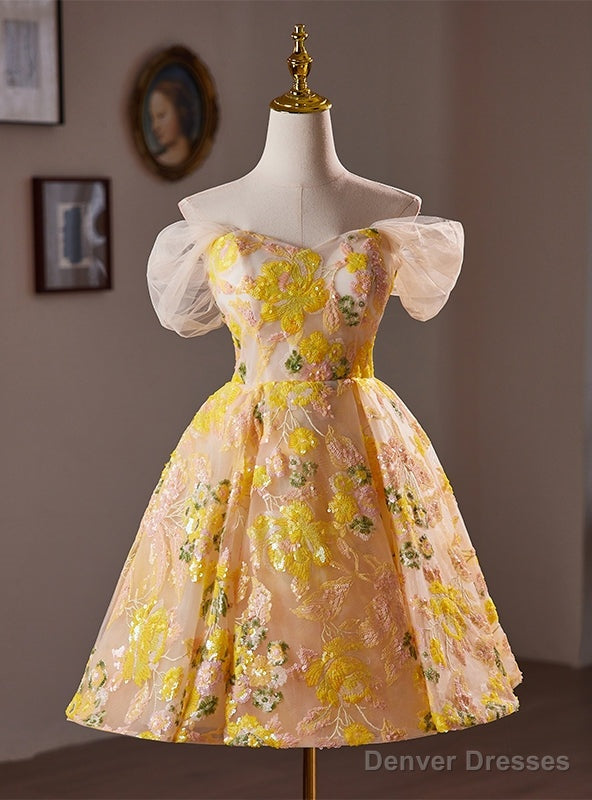 Tulle Sequins Off the Shoulder Homecoming Dress Main image