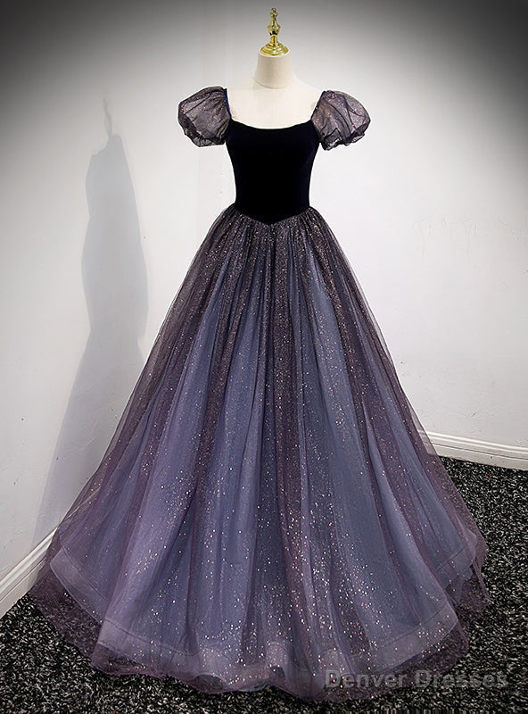 Tulle Sequins Puff Sleeve Long Prom Dress Main image