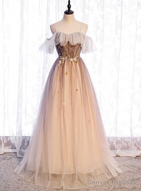 Tulle Sequins Spaghetti Straps Pleats Prom Dress Main image