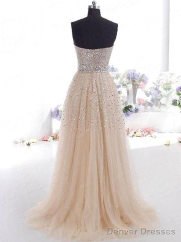 Tulle Sweetheart Sleeveless A-Line Floor-Length With Sequin Dresses