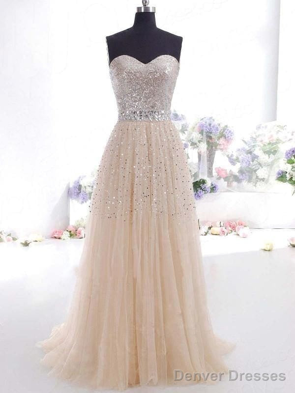 Tulle Sweetheart Sleeveless A-Line Floor-Length With Sequin Dresses Main image