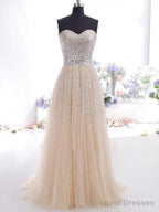 Tulle Sweetheart Sleeveless A-Line Floor-Length With Sequin Dresses