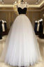 Tulle Two Pieces Simple White/Black Long Wedding Dress