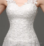 Tulle V-neck Illusion Back Wedding Dresses With Lace Bodice