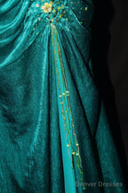 Turqoise Mermaid Halter Satin Beaded Long Prom Dress Retro V-Neck Rhinestone Evening Gown