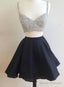 Two-piece A-line Appliqued Spaghetti Strap Bare Homecoming Dress