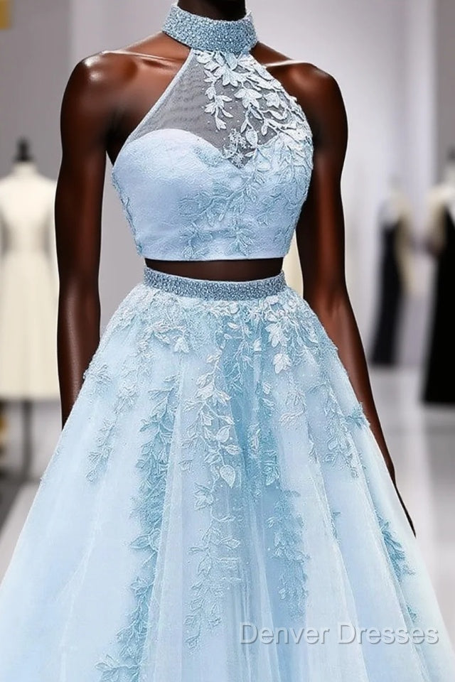 Two Piece Prom Dress Ball Gown Appliques Beaded Main image