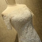 Mermaid Off Shoulder Sleeveless Lace Beading Watteau Train Wedding Dress