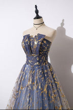 Unique A Line Strapless Ombre Long Prom Dress Stunning Party Dress