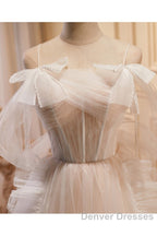 Unique And Noble Ivory Sleeveless Off Shoulder Ball Dress Ivory Sheer Thin Shoulder Strap With Backless Strap Prom Dress