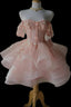 Unique Ball Gown Off The Shoulder Blush Pink Lace Formal Homecoming Dress 8Th Grad Dance Graduation Dress Short Hoco Dress