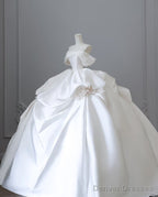 Unique Ball Gown Strapless Off The Shoulder Satin Long Wedding Dresses Brides Dress