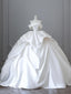 Unique Ball Gown Strapless Off The Shoulder Satin Long Wedding Dresses Brides Dress