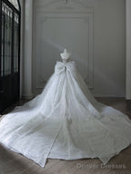 Unique Ball Gown Strapless Sequin Long Wedding Dresses Brides Dress