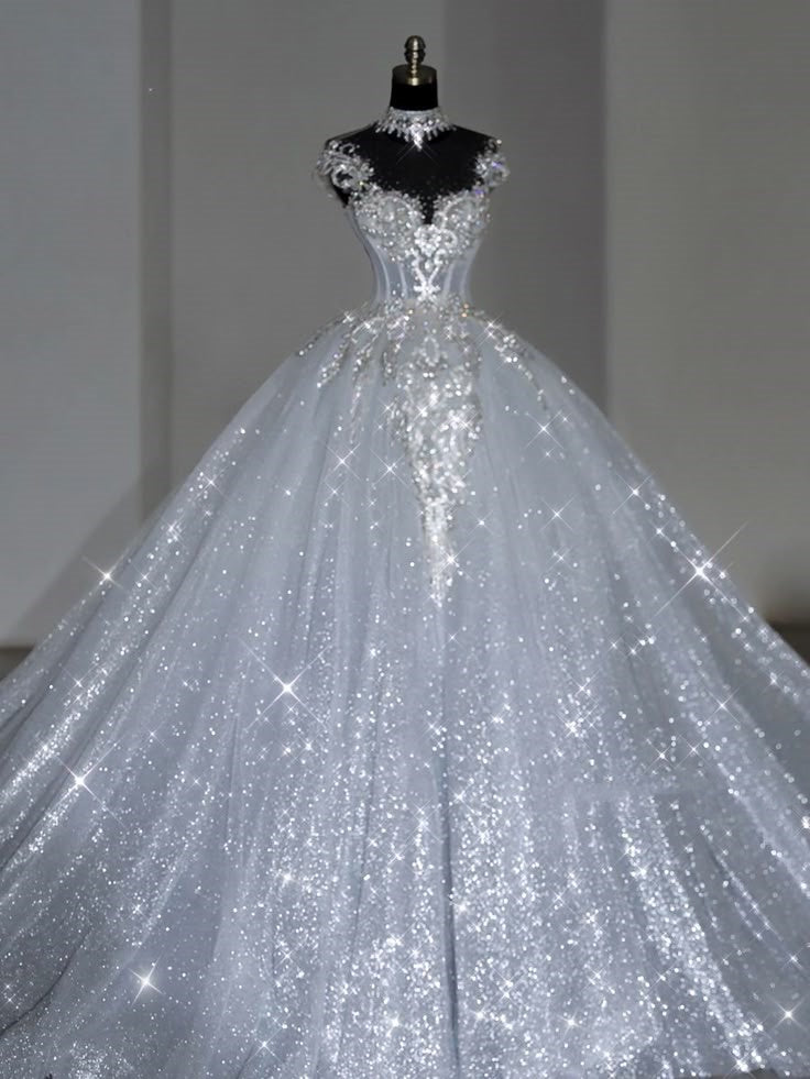 Unique Bridal Dress Ball Gown Scoop White Sequin Long Wedding Dresses Luxury Bride Dress Bridal Gowns Main image
