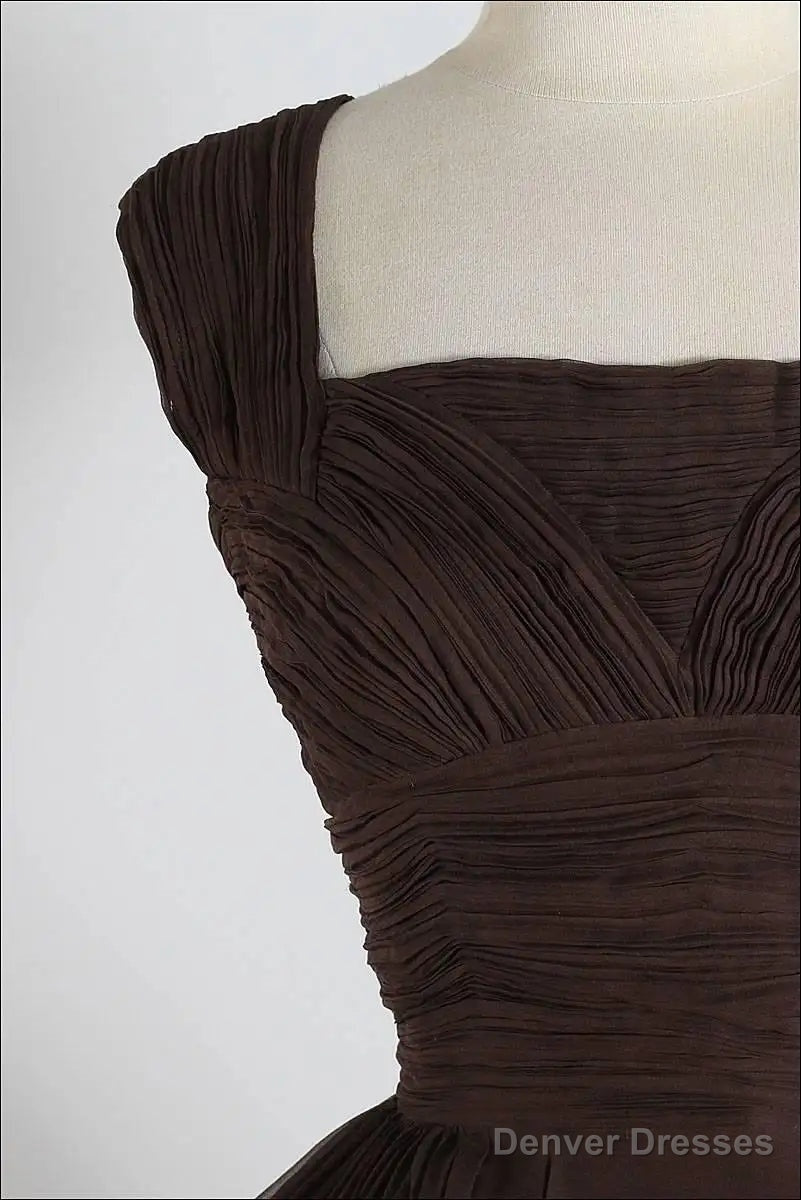 Unique chiffon retro short dark brown prom dress, short cocktail dress Secondary image