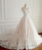 Unique lace tulle long wedding Dress, lace long bridal Dress