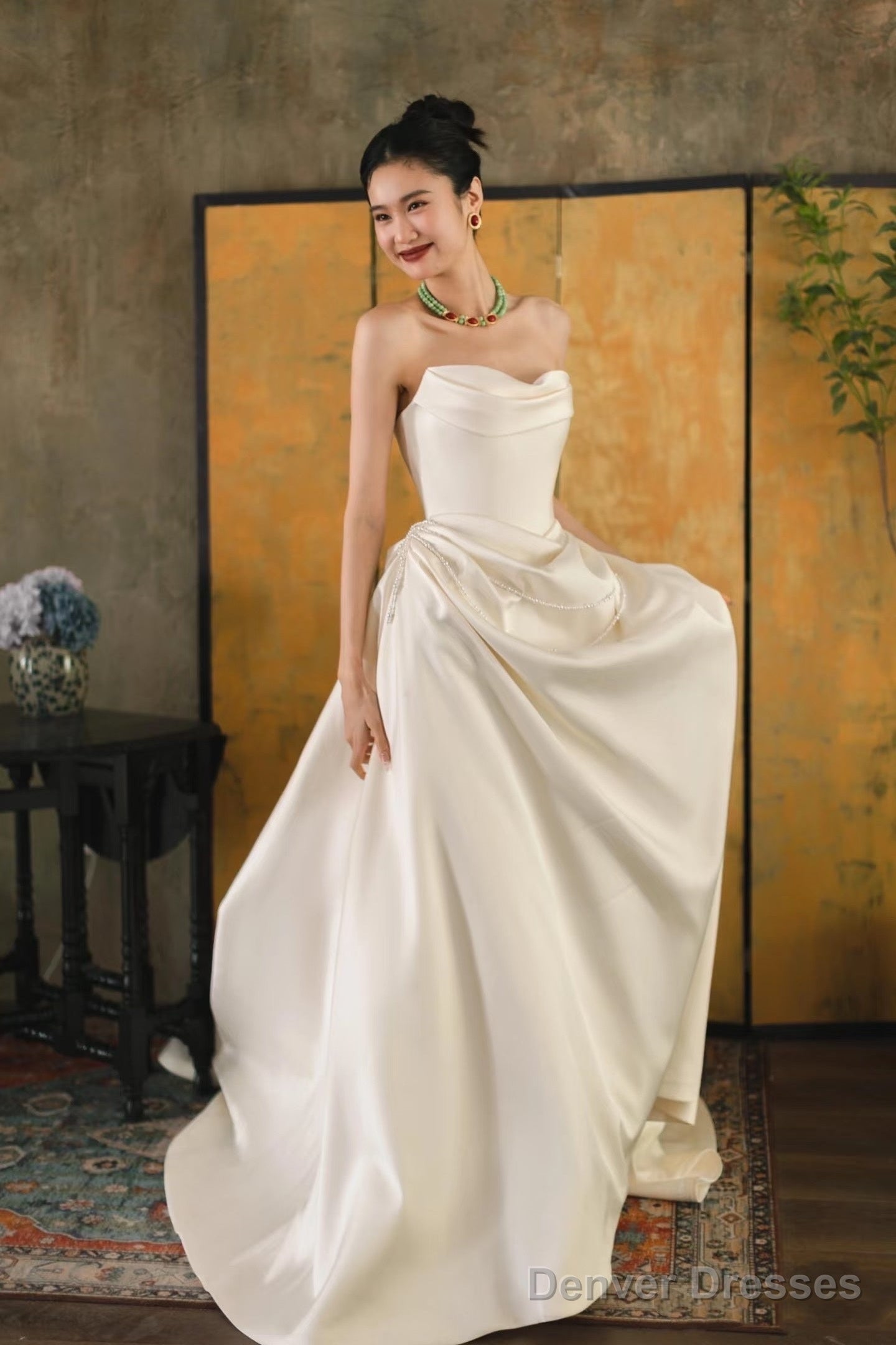 Unique Mermaid Off The Shoulder Ivory Long Wedding Dresses With Short Sleeves Brides Dress