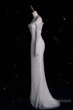 Unique Mermaid Off The Shoulder Long Sleeves Wedding Dress Sequin Brides Dress