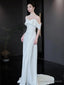 Unique Mermaid Off The Shoulder White Long Wedding Dresses With Short Sleeves Brides Dress
