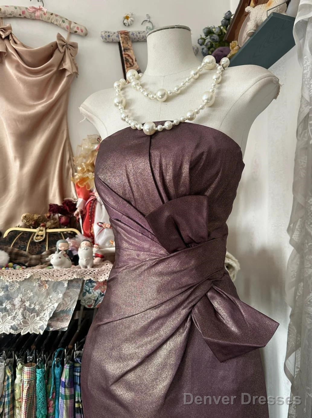 Unique Mermaid Strapless Glitter Satin Ball Dress Beautiful Birthday Evening Dress Secondary image