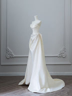 Unique Mermaid Strapless Long Wedding Dress With Short Sleeves Brides Dress