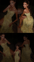 Unique Mermaid Sweetheart Yellow Lace Slit Prom Dress Long Party Dress 21St Birthday Outfits Graduation Dress