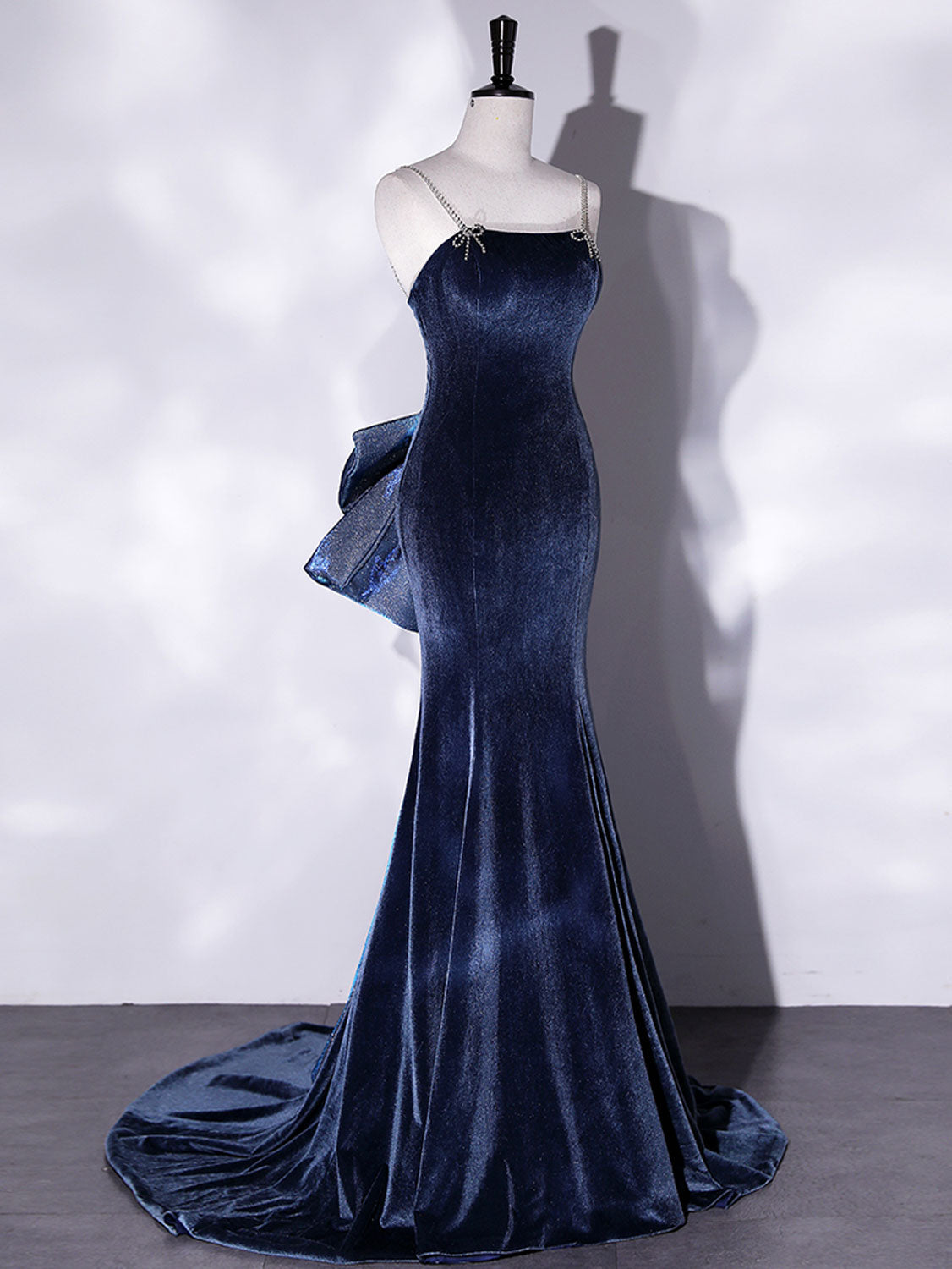 Unique Mermaid Velvet Long Prom Dress, Velvet Formal Evening Dress