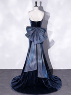 Unique Mermaid Velvet Long Prom Dress, Velvet Formal Evening Dress