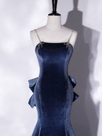 Unique Mermaid Velvet Long Prom Dress, Velvet Formal Evening Dress