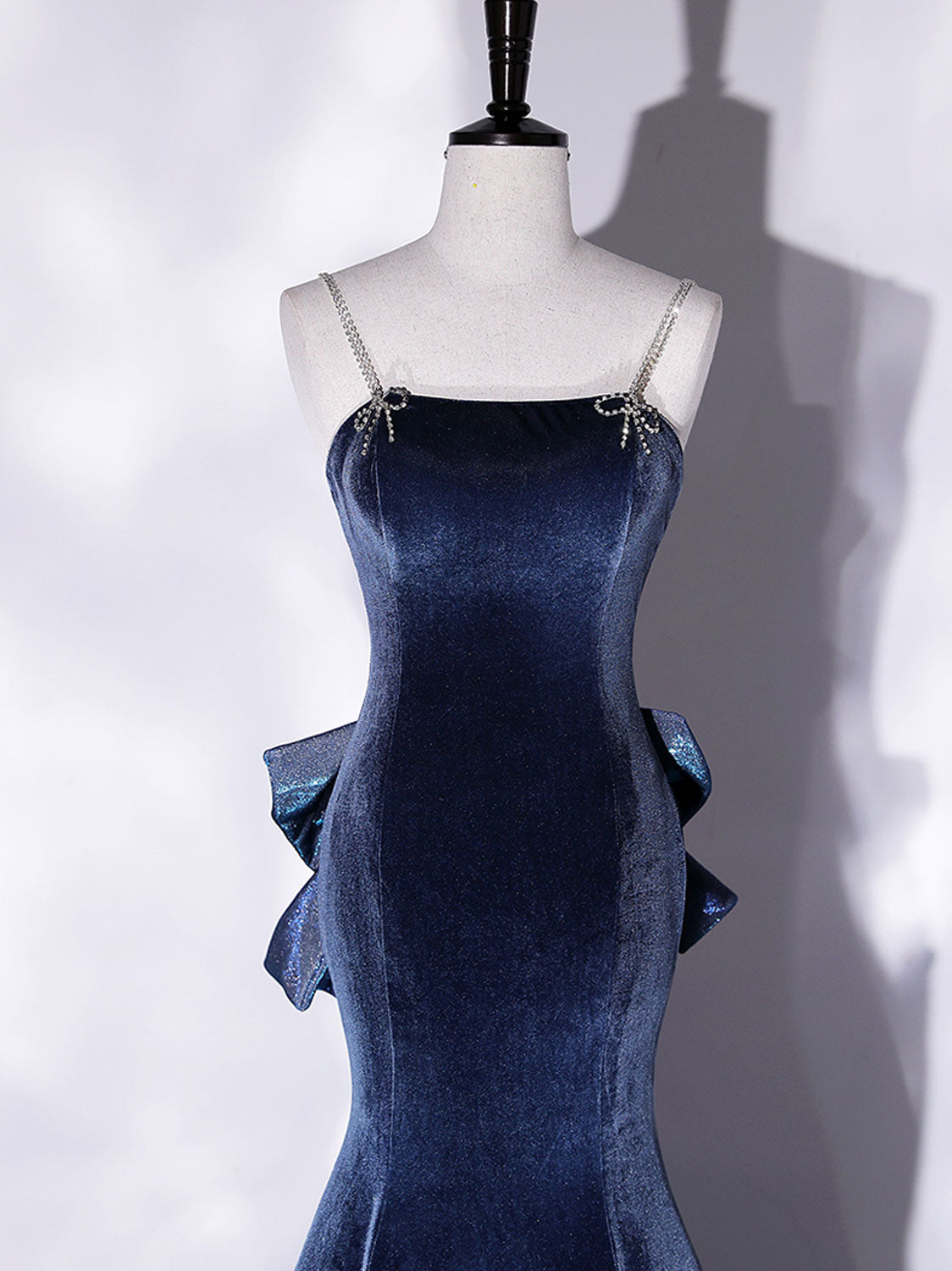 Unique Mermaid Velvet Long Prom Dress, Velvet Formal Evening Dress