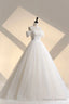 Unique Off the Shoulder Sparkly Tulle Wedding Dress