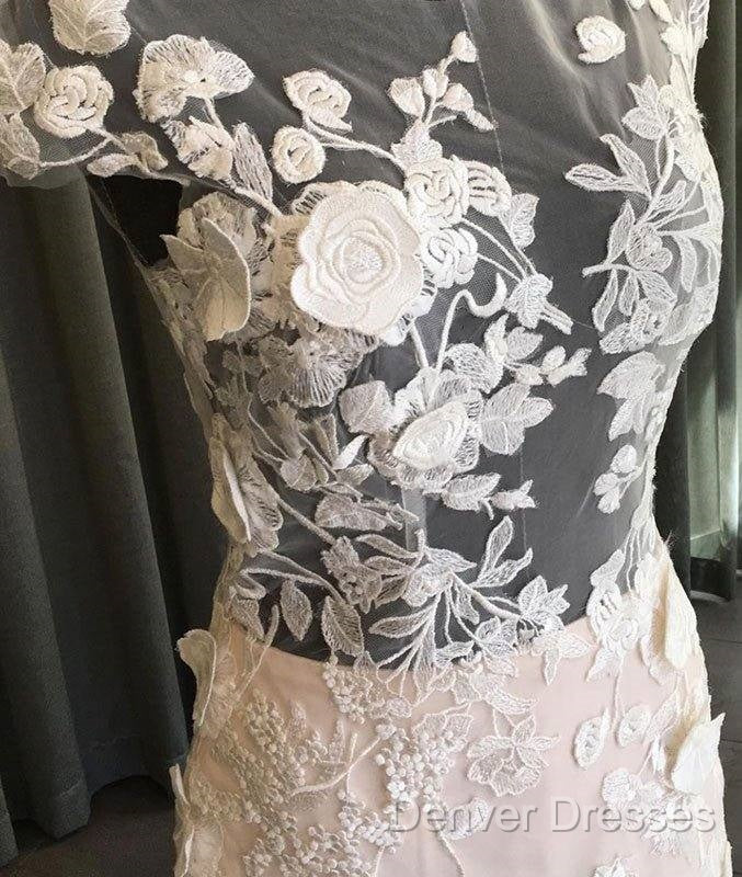 Unique Round Neck Tulle Lace Long Prom Dress, Lace Evening Dress Secondary image
