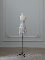 Unique Sheath Spaghetti Straps Silver Wedding Dress Brides Dress