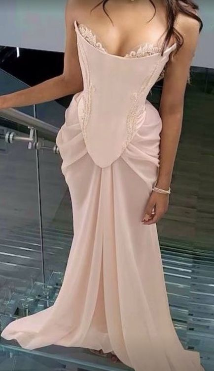 Unique Strapless A Line Pink Prom Dress Secondary image