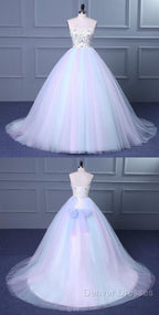Unique Strapless Sweetheart A Line Wedding Dress Beaded Bridal Prom Gown
