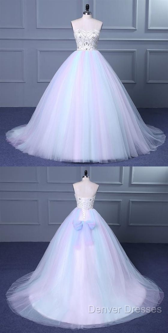 Unique Strapless Sweetheart A Line Wedding Dress Beaded Bridal Prom Gown
