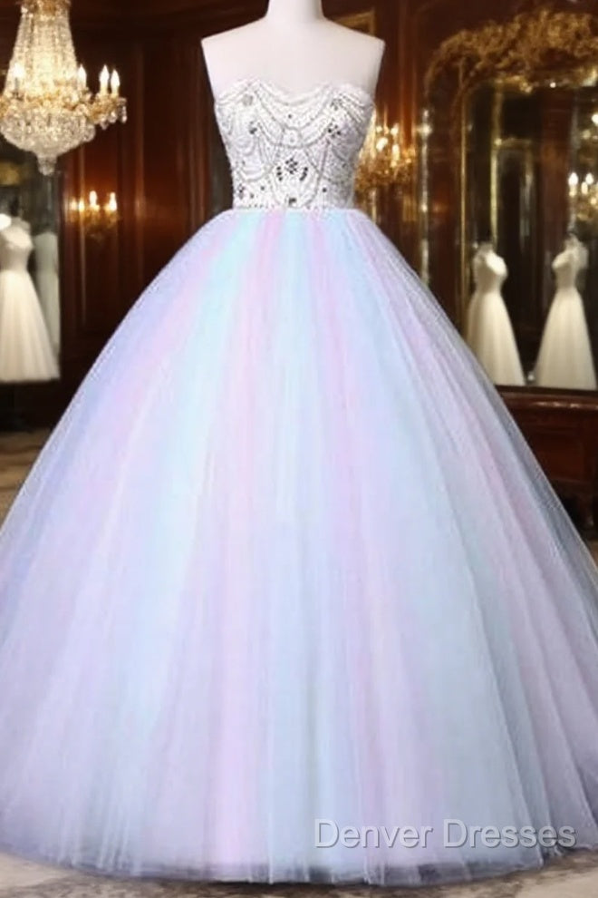 Unique Strapless Sweetheart A Line Wedding Dress Beaded Bridal Prom Gown