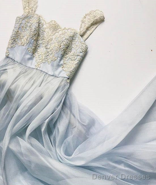 Unique Sweetheart Lace Chiffon Long Prom Dress, Lace Evening Dress